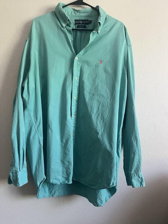 Lauren Ralph Lauren Other - Ralph Lauren Blake Classic Button Front Shirt Mens XL Aqua Turquoise Pink Pony
